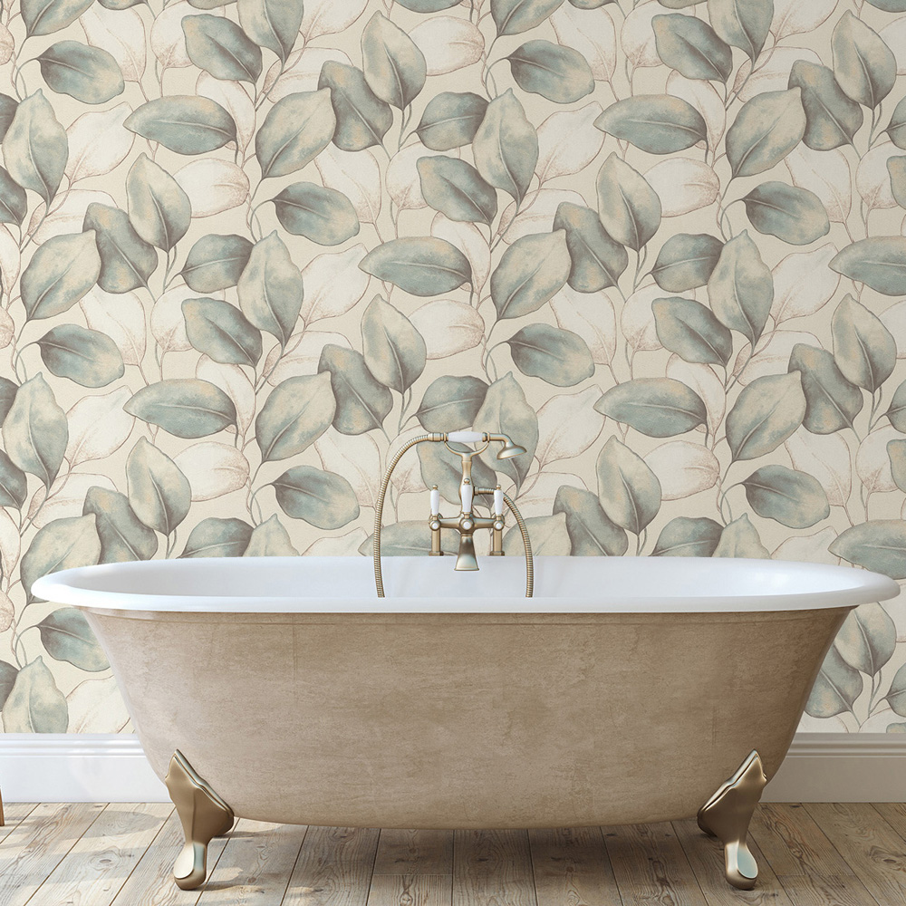 Rasch Wallpaper Opulenza Leaf Blue Wallpaper Image 3