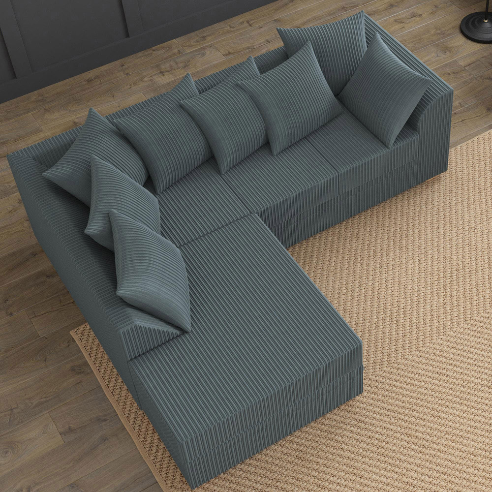 Modo 3 Seater Charcoal Jumbo Cord Left Hand Scatter Back L-Shape Corner Sofa Image 7