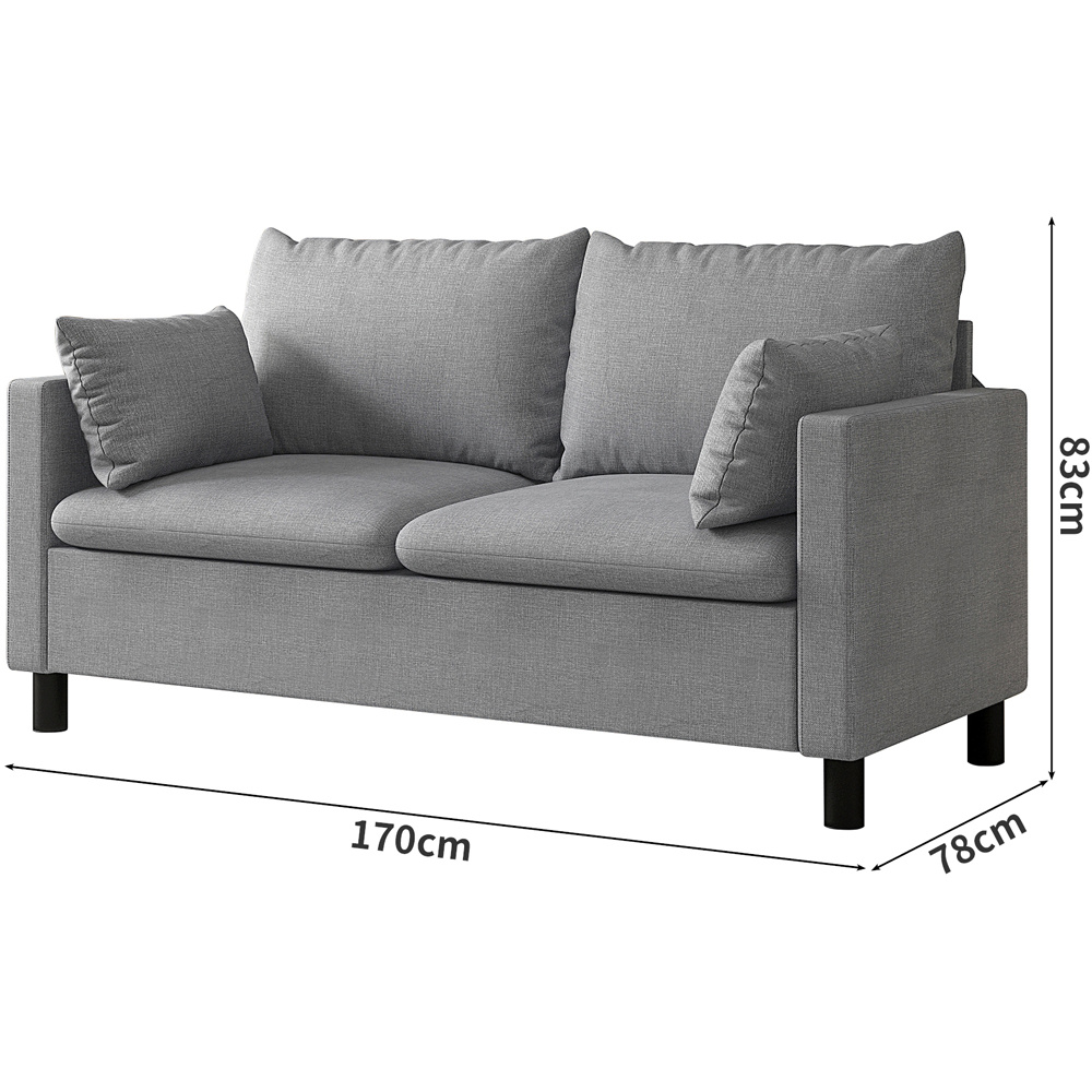 Laura 2 Seater Grey Linen Plush Padded Sofa Image 9