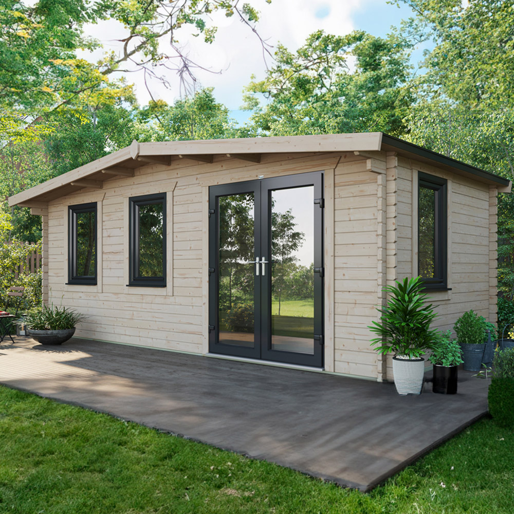 Power Sheds 10 x 20ft Right Double Door Chalet Log Cabin Image 2