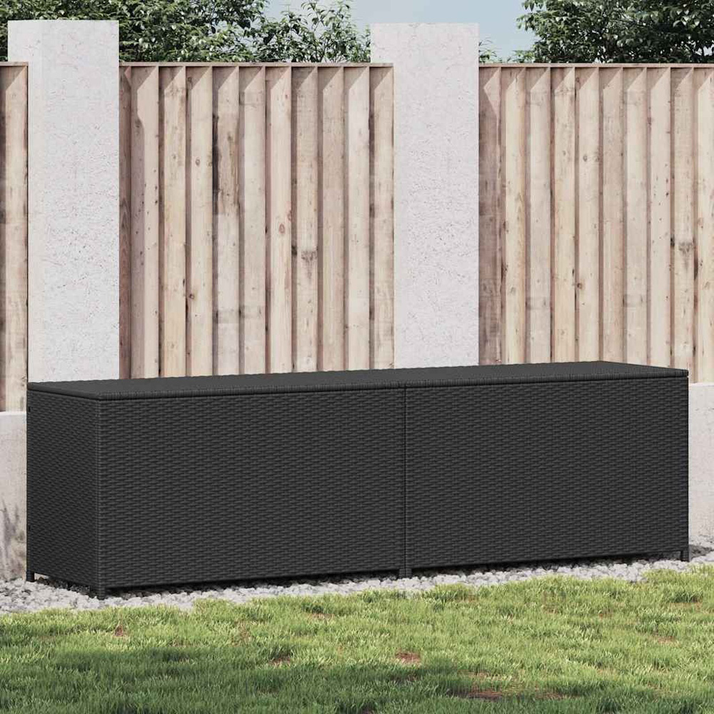 Walplus 200 x 50 x 60cm Black Poly Rattan Garden Storage Box Image 2