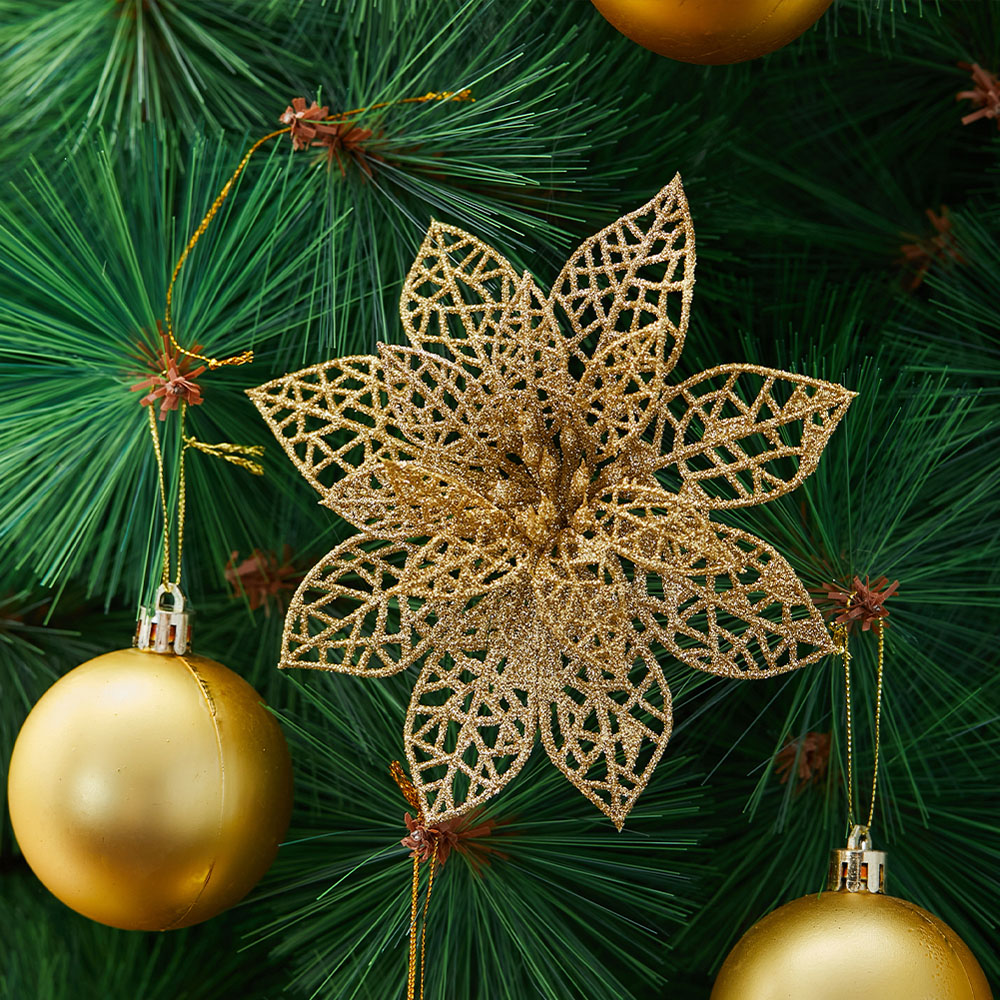 Living and Home Gold Flowers Ornament 30 Pack Image 2