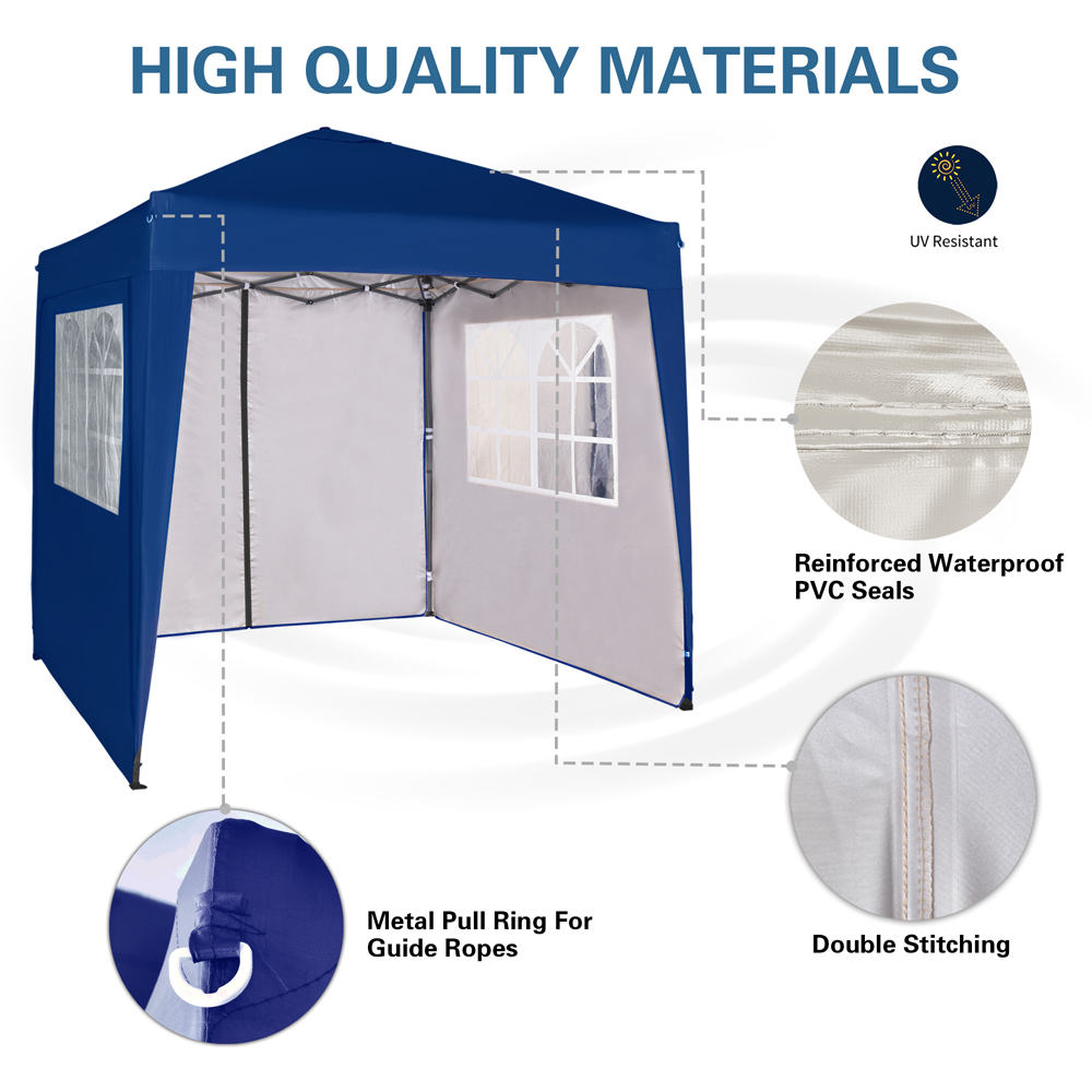 Blue Pop Up Outdoor Canopy Tent with Removable Sidewalls 2 x 2m Image 5