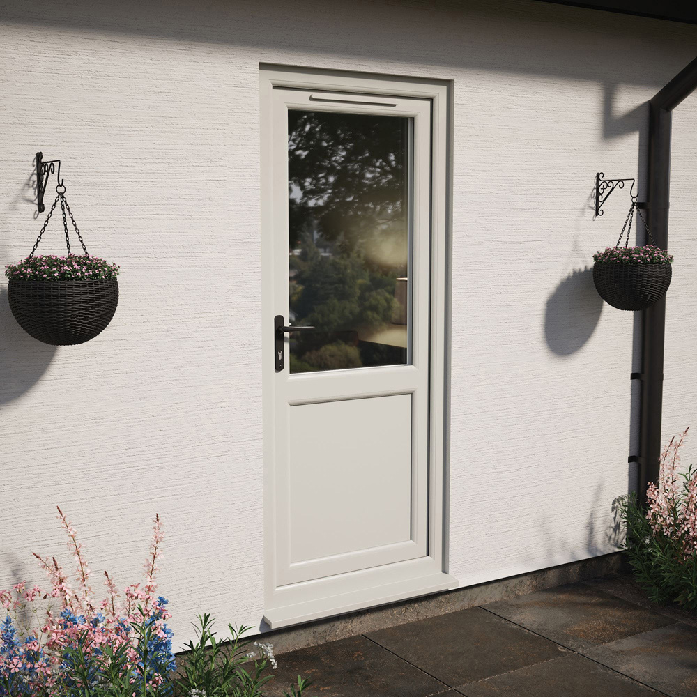 Crystal Agate and White Half Glass RH Open Clear Triple Glazed Door 840 x 2090mm Image 2