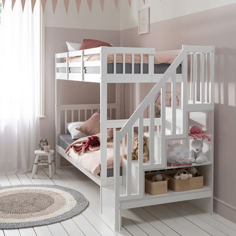 Noa and Nani Ulla Classic White Staircase Bunk Bed with Storage ...