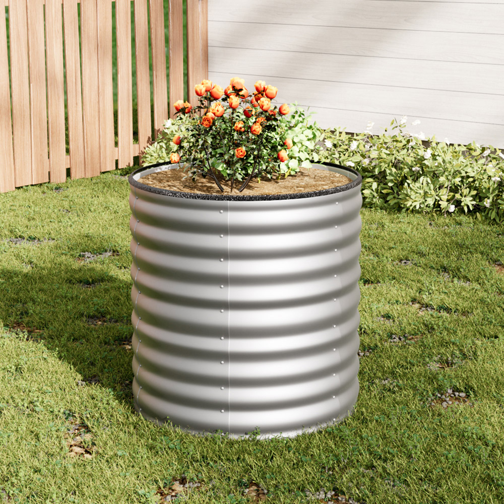 Living and Home Silver Round Galvanised Steel Raised Garden Bed 80 x 80cm Image 2