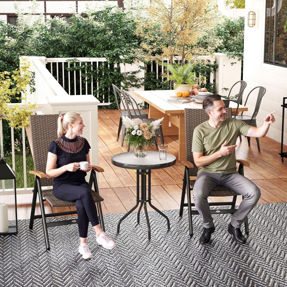 Outsunny Set of 2 Brown Rattan Folding Garden Chair Image 4