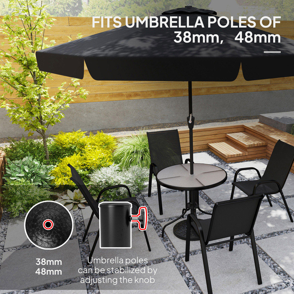 Outsunny Black Round Resin Parasol Base 12kg Image 6