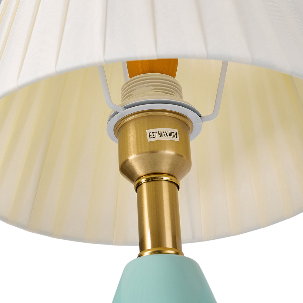 Living and Home Fabric Shade Antique Ceramic and Iron E27 Table Lamp Image 4
