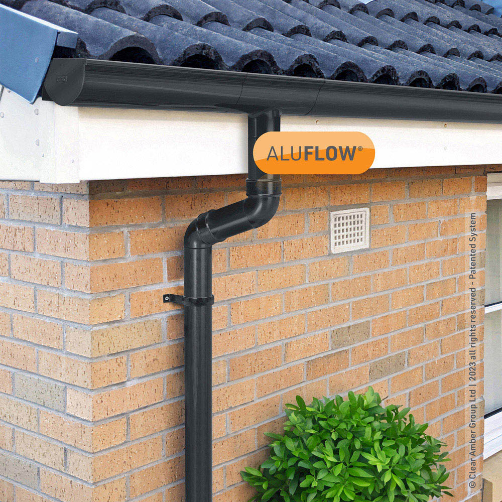 Aluflow Grey Gutter Deep Left Hand Stop End Image 2