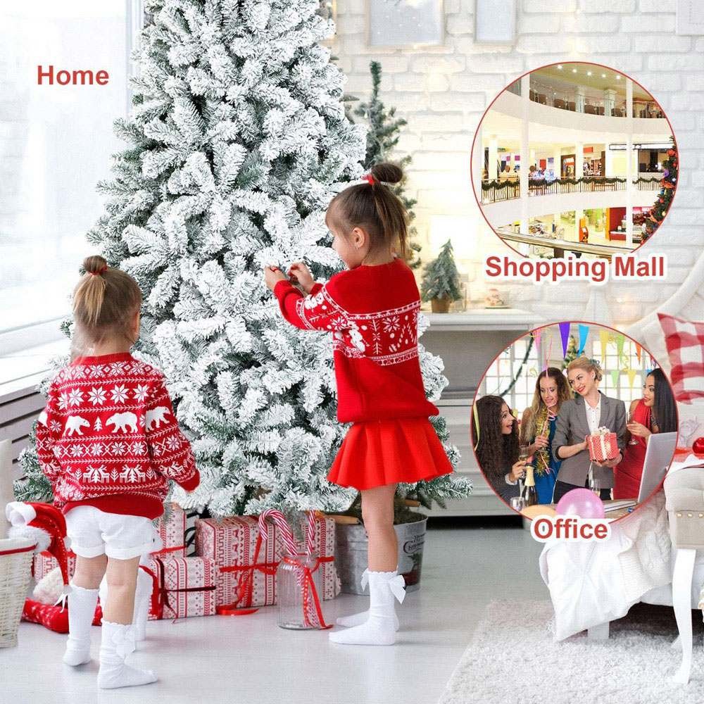 Costway Snow Flocked Artificial Christmas Tree 7.5ft Image 6