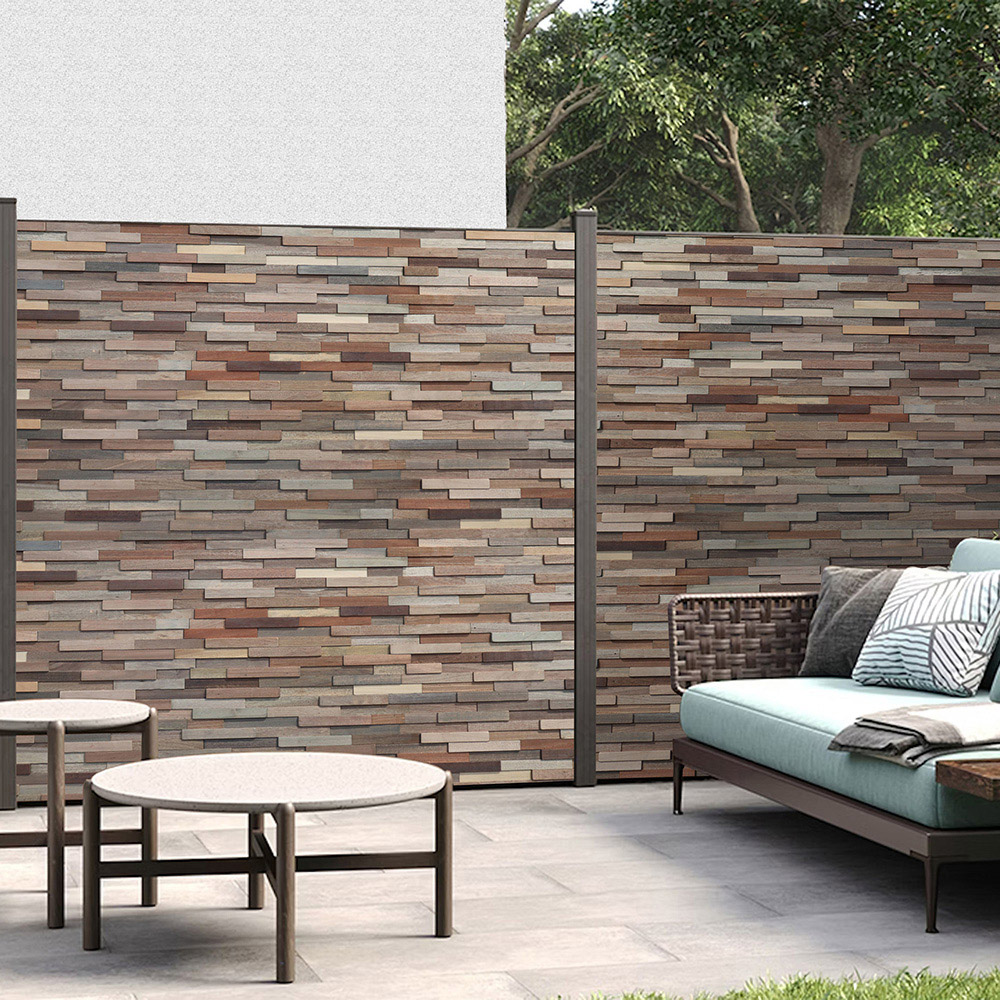 Tuscan Smooth Mosaic Dark Brown 3D Split Face Hardwood Wall Tile Image 1