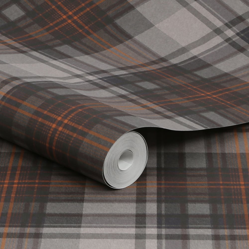 Next Alpine Lodge Check Orange and Blue Wallpaper Image 2