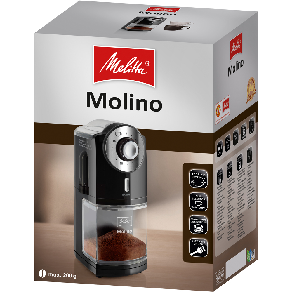 Melitta Molino 1019-01 Black and Red Electrical Coffee Grinder Image 3