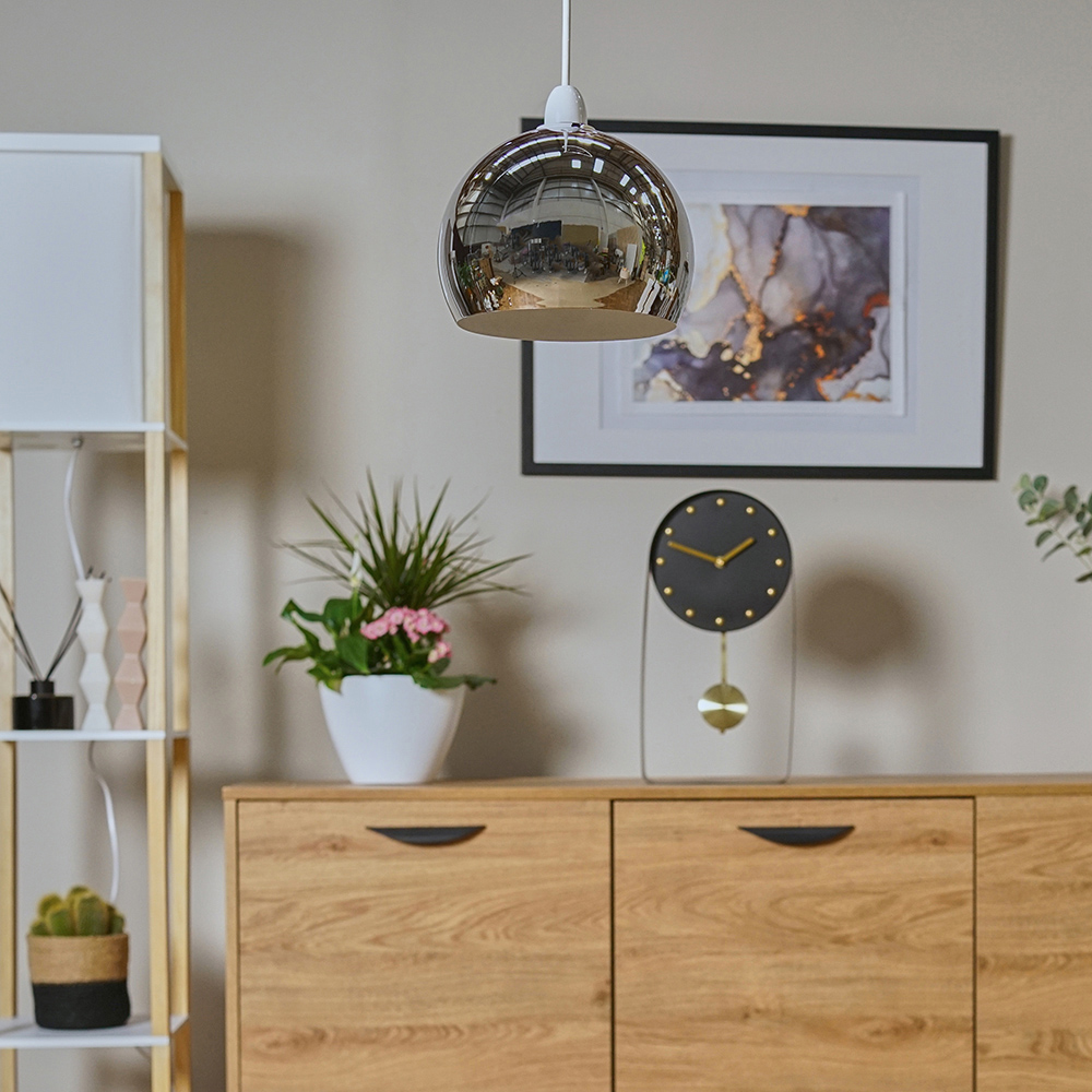 ValueLights Chrome Arco Mini Metal Pendant Light Shade Image 4