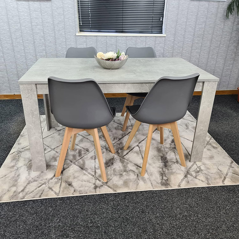 Portland Plastic Leather 4 Seater Dining Set Stone Grey and Grey Image 6