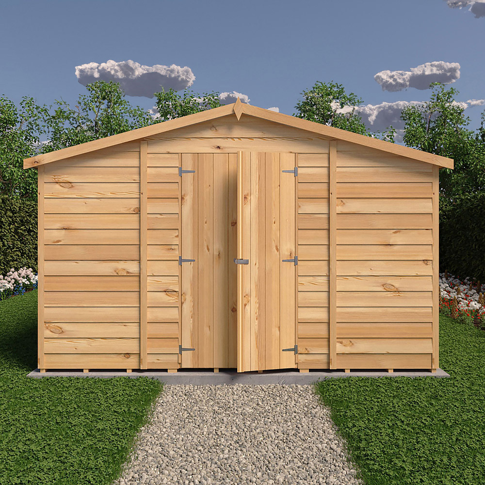 Shire 10 x 20ft Double Door Dip Treated Overlap Apex Shed Image 2