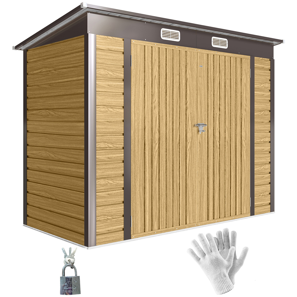 Outsunny 7.9 x 3.7ft Oak Galvanised Steel Garden Storage Shed Image 3