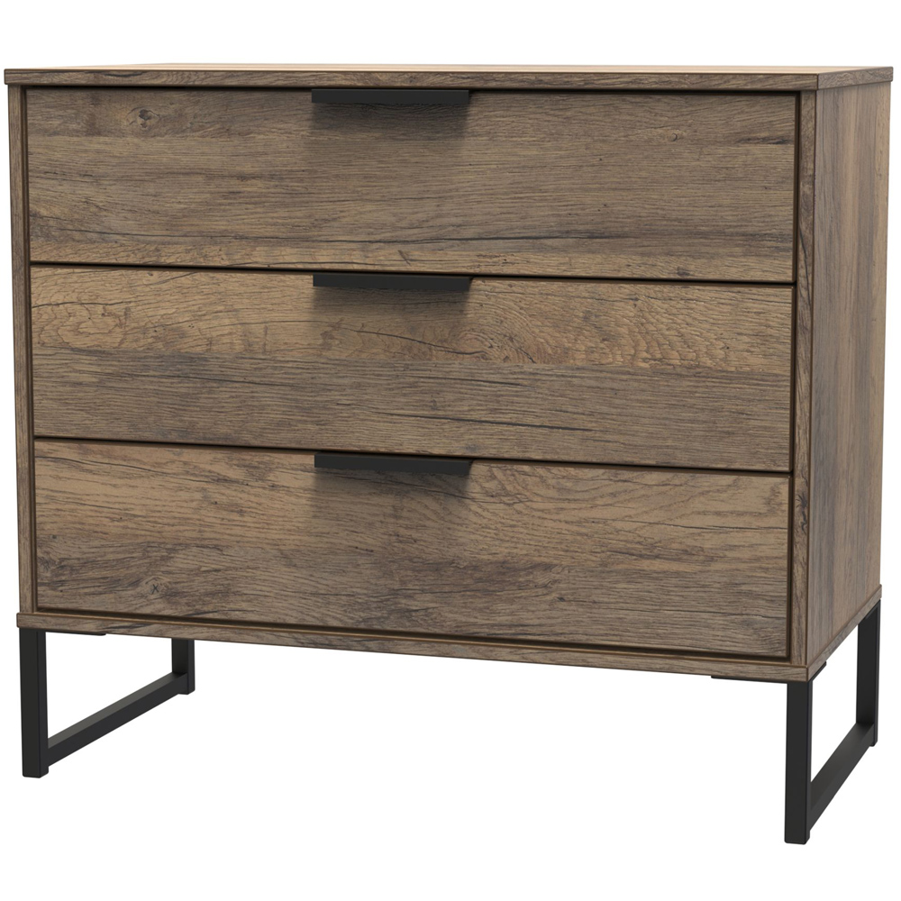 Crowndale Hong Kong 3 Drawer Vintage Oak Chest of Drawers Image 2