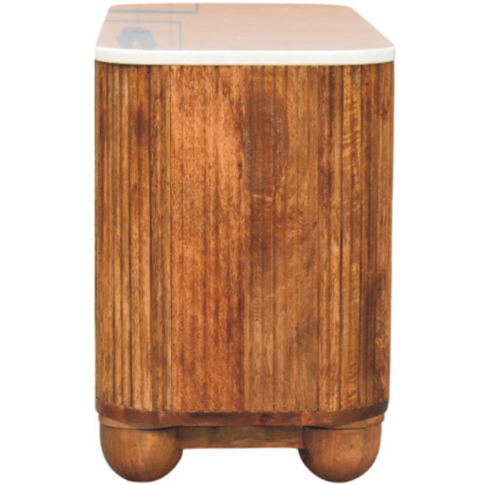 Artisan Furniture Beaumont Golden Teak 2 Shelf Marble Top Mango Wood Shoe Bench Image 5