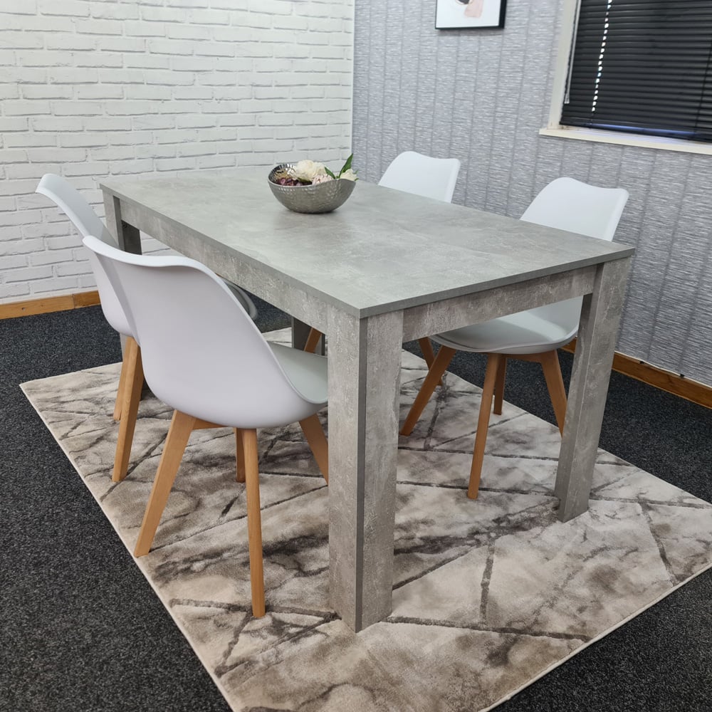 Portland Plastic Leather 4 Seater Dining Set Stone Grey and White Image 5