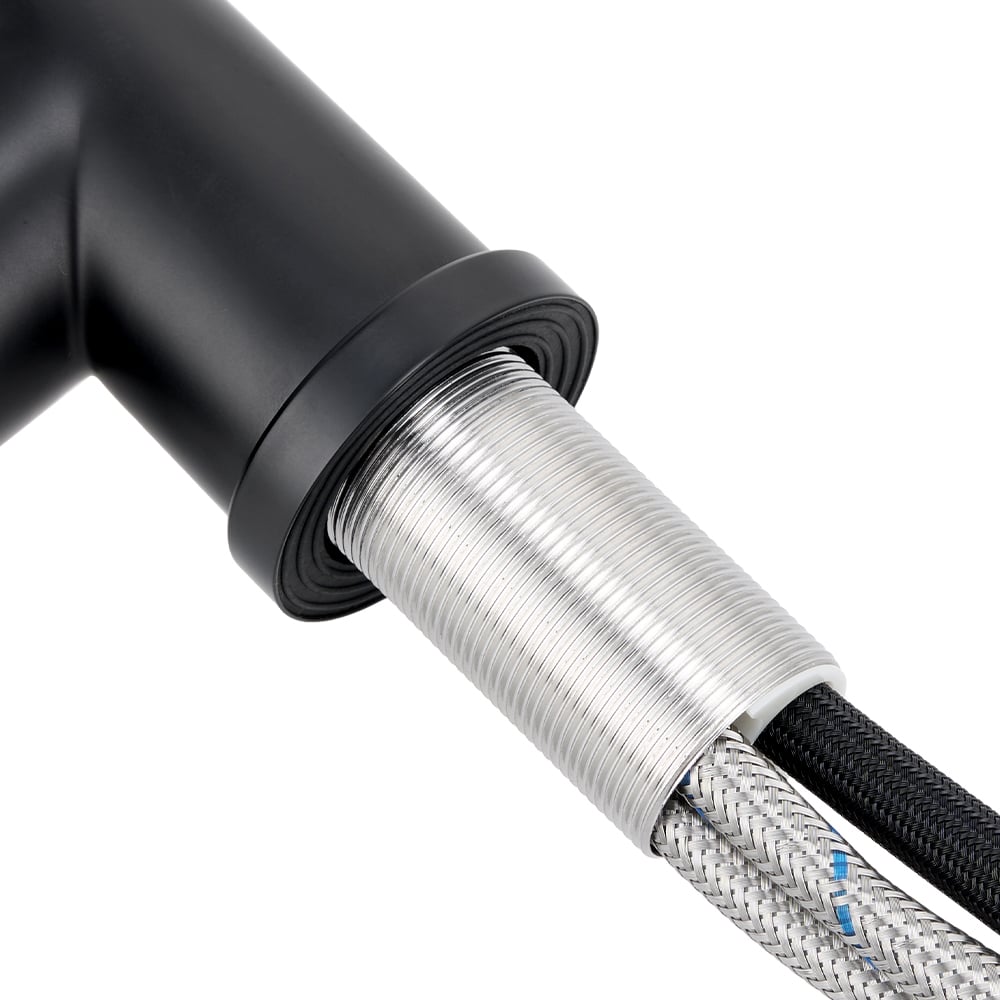 Living and Home Black 304 Stainless Steel Pull Down Sensor Kitchen Faucet with LED Light Image 4