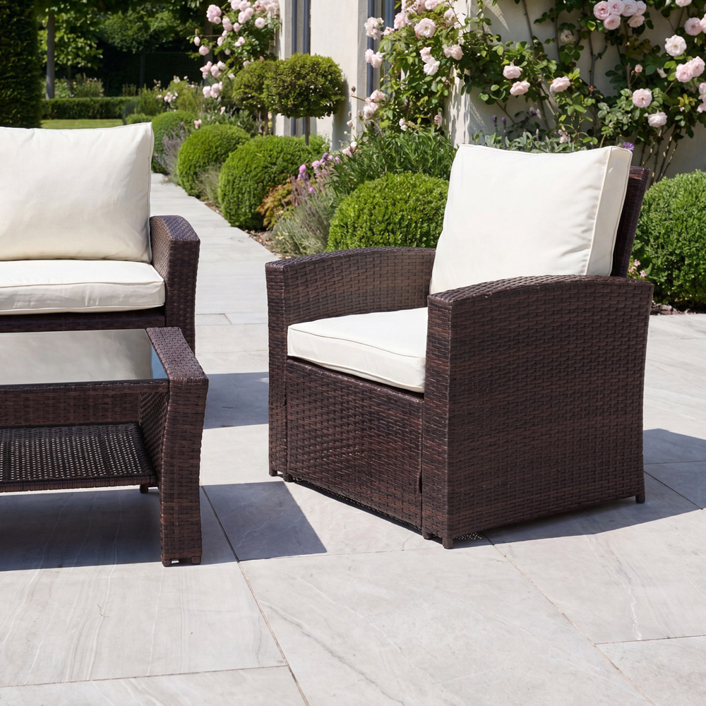 Artemis Home Pallini 4 Seater Brown and Cream Rattan Patio Set Image 4