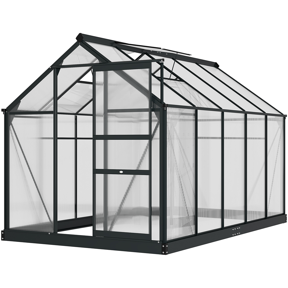 Outsunny 6 x 10ft Black Galvanised Aluminium Polycarbonate Walk In Greenhouse Image 4