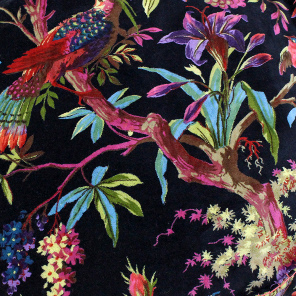 Paoletti Paradise Black Velvet Round Cushion Image 3