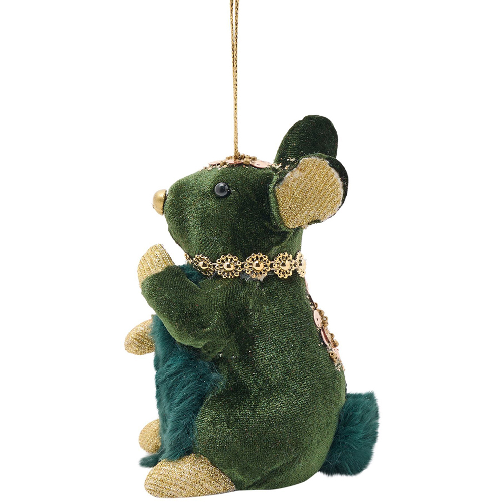 The Christmas Gift Co Green Velvet Rabbit Hanging Decoration Image 2