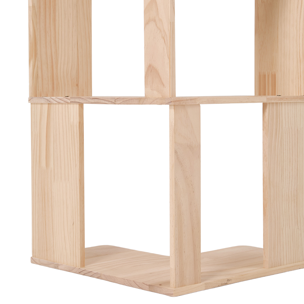 Living and Home 5 Shelf Natural Wooden L-Shaped Corner Bookshelf Image 4