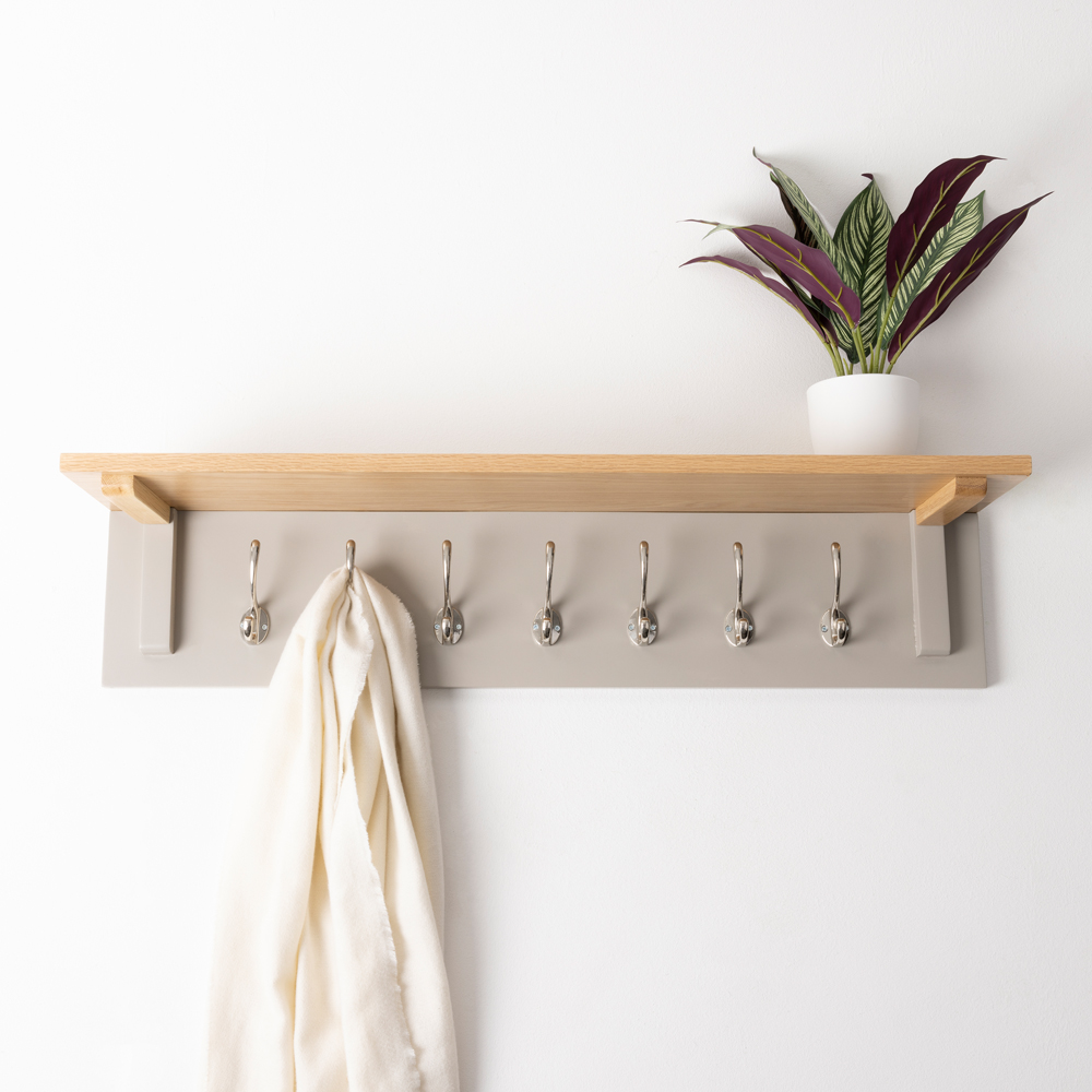Charles Bentley Charnwood Grey Floating Shelf with Hooks and Shelf Image 2
