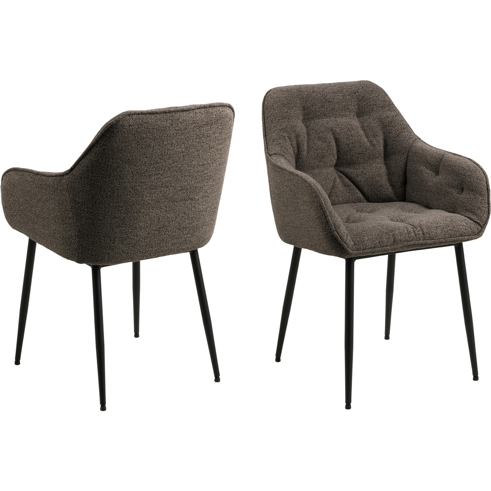 Florence Brooke Set of 2 Taupe Dining Chair with Armrest Image 2