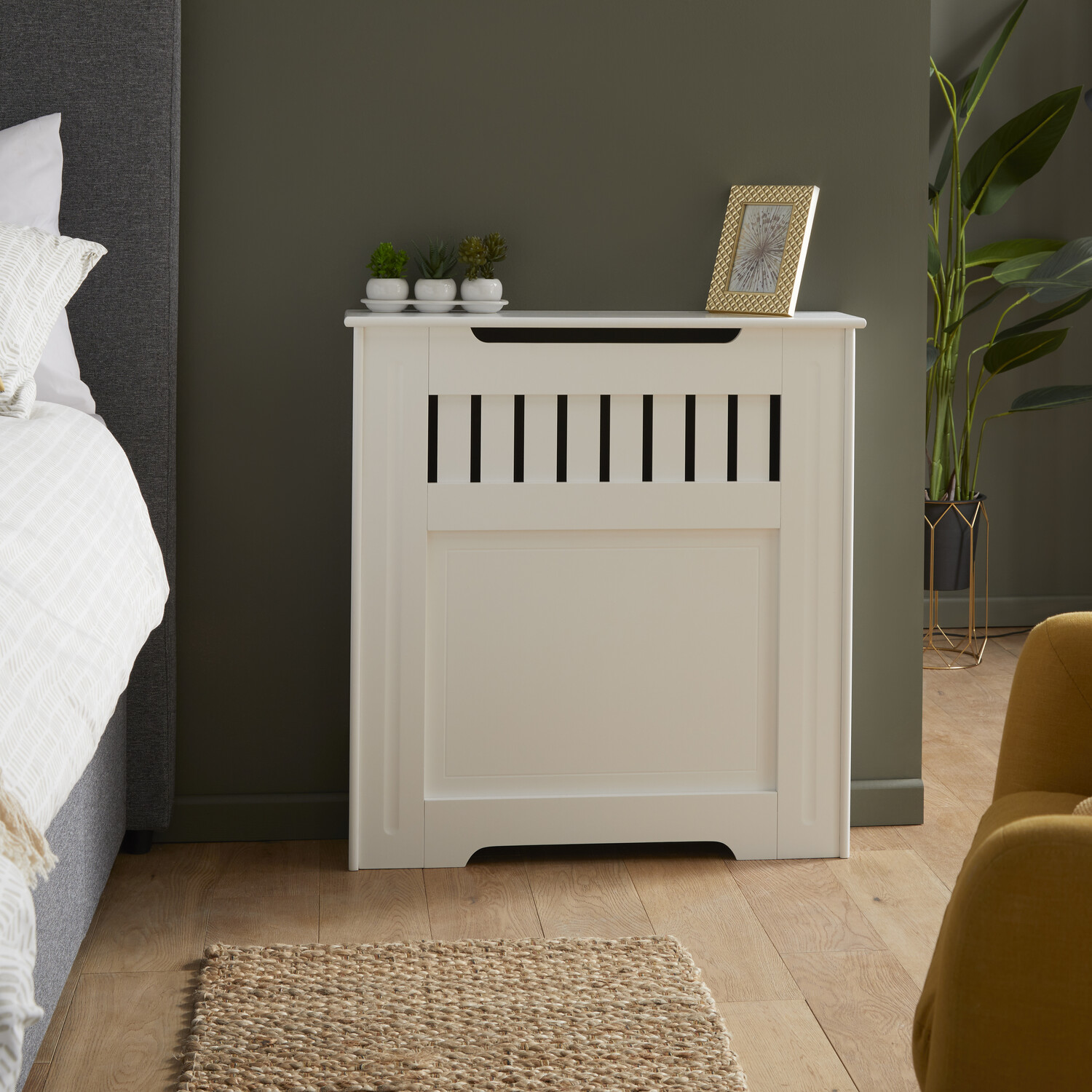 Shaker Style Radiator Cabinet White Mini Image 9