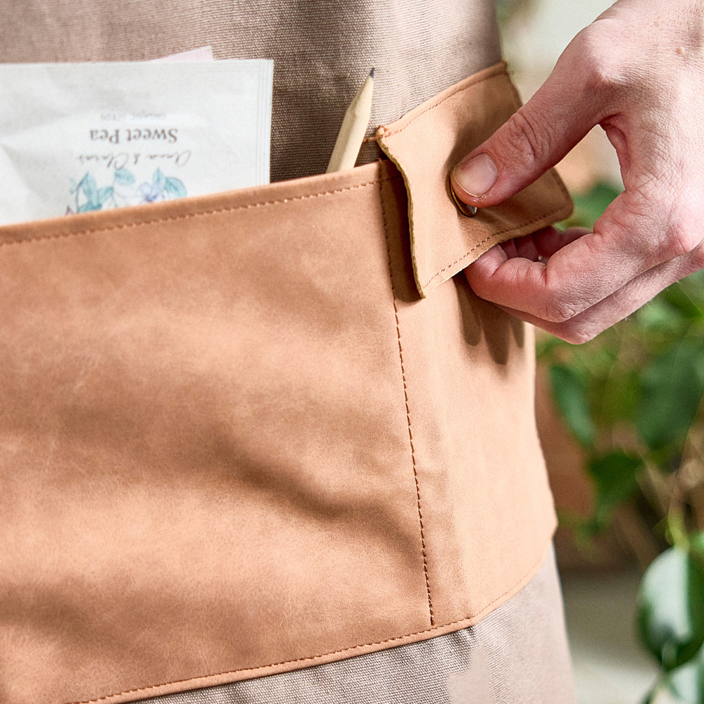 Dibor Khaki Canvas Gardening Apron with Pockets and Adjustable Ties Image 5