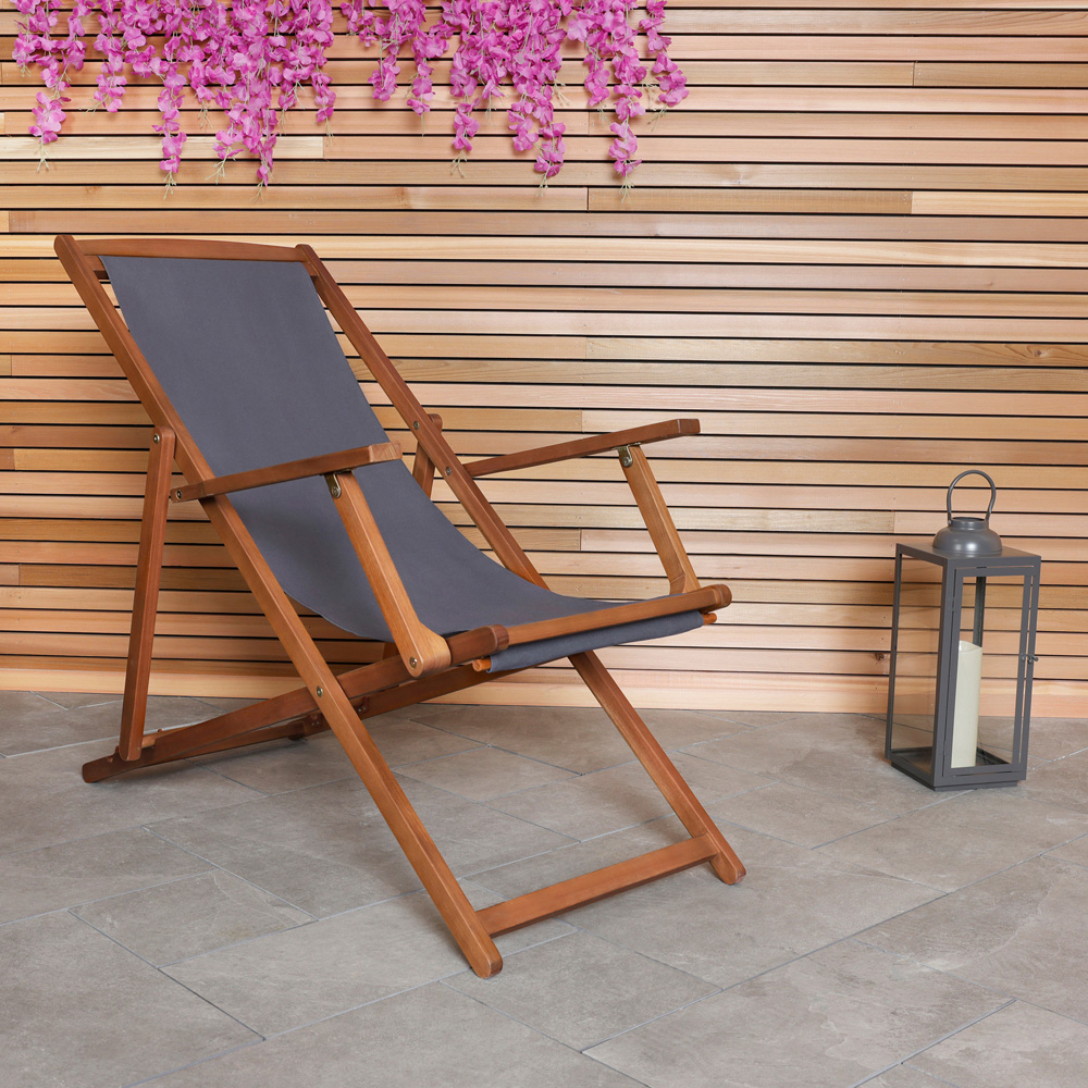 Charles Bentley Grey Deck Chair Image 9
