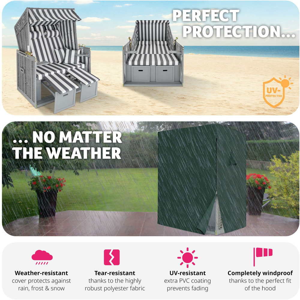 tectake Grey and White Beach Chair with Cushion Image 3