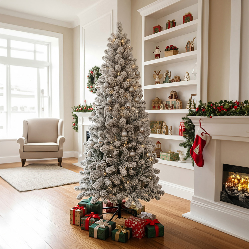 Living and Home X-Frame Stand Snow-Flocked Artificial Christmas Tree 6.8ft Image 7