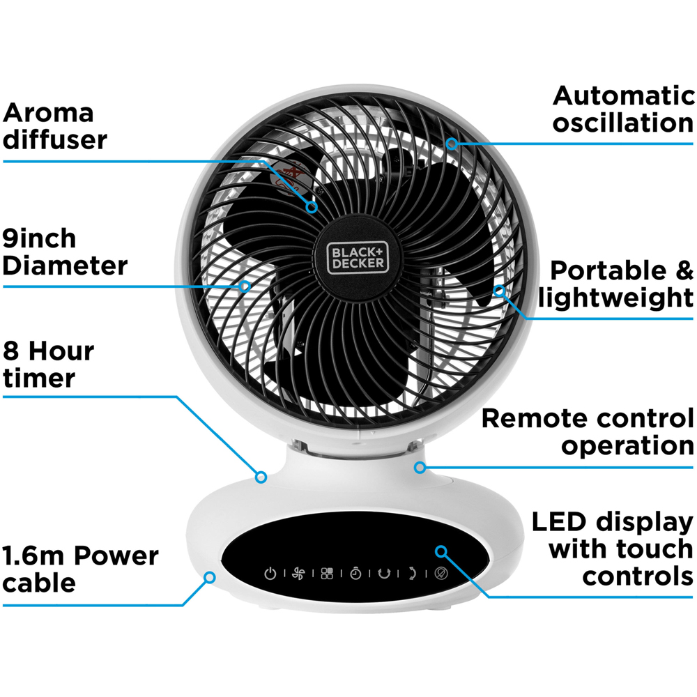 BLACK+DECKER White Circulation Desk Fan 9 inch Image 8