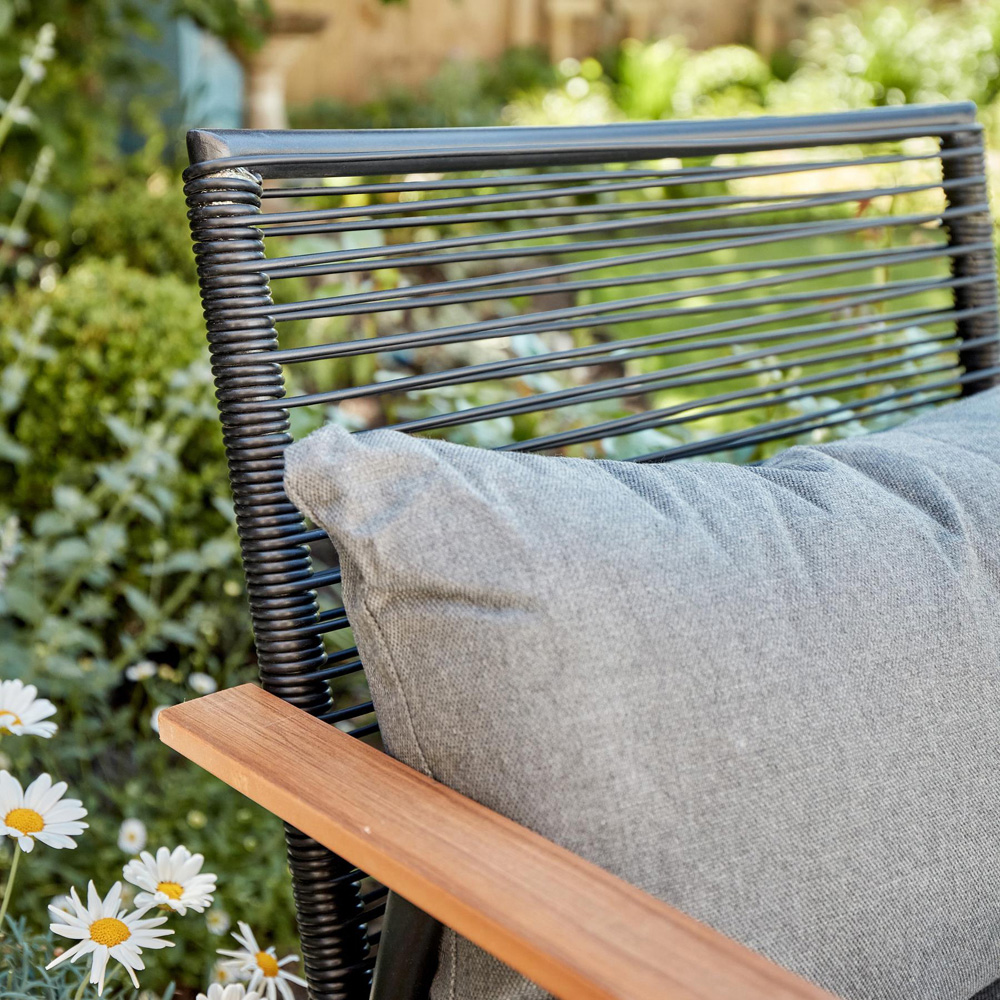 Home Source Cove 4 Seater Black Metal Garden Lounge Set Image 4