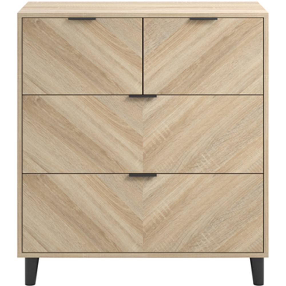 Stockholm Chevron 4 Drawer Sonoma Oak Chest of Drawers Image 4
