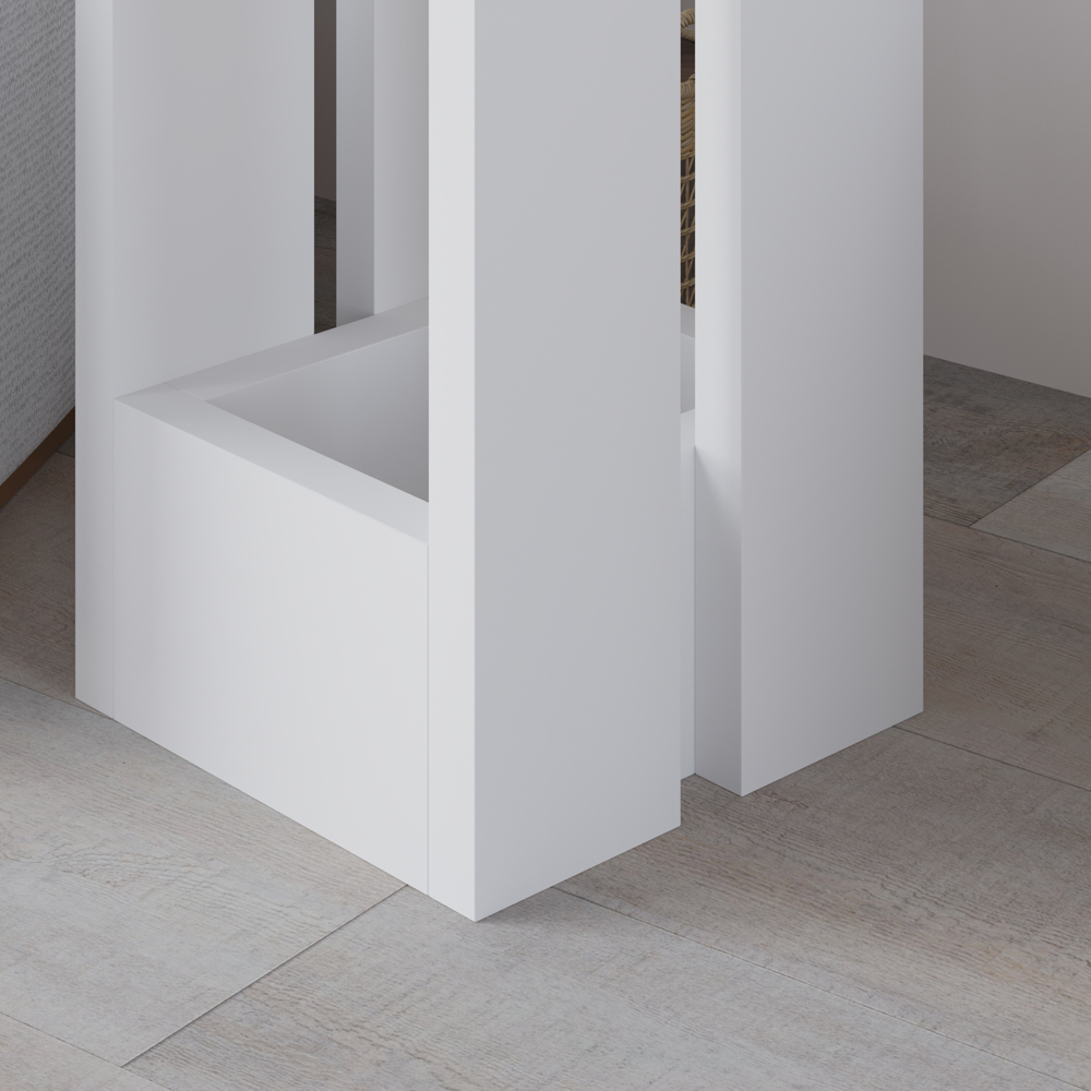 Decortie Tasos Single Shelf White Minimalist End Table Image 4