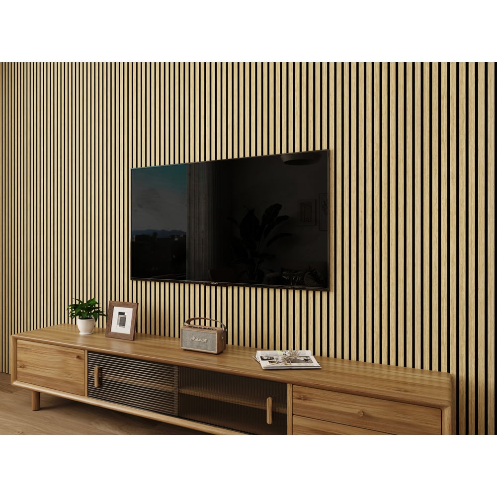 Wall Panels UK White Oak Acoustic Slat Wall Panel 2 Pack Image 4