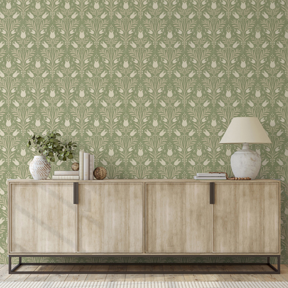 Esselle Home Heritage Tulip Spring Green Wallpaper Image 3