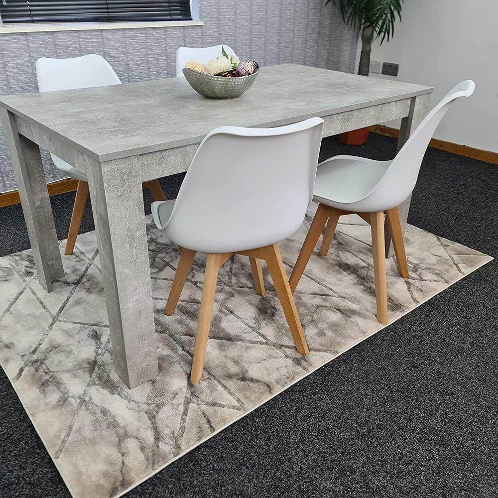 Portland Plastic Leather 4 Seater Dining Set Stone Grey and White Image 6
