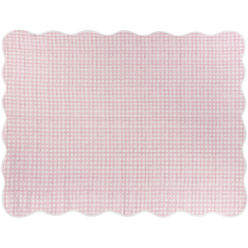 Furn Pink Scallop Quilted Bedspread 150 x 200cm Image 2