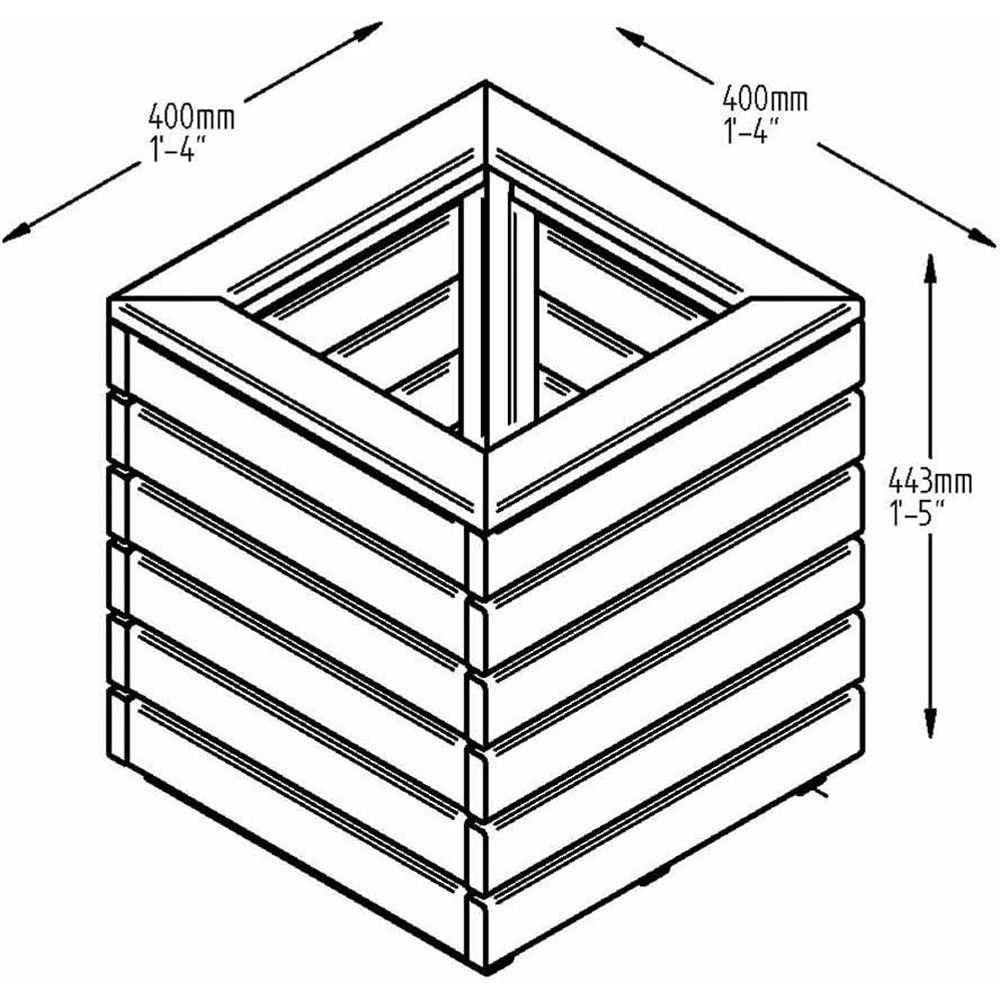 Forest Garden Timber Outdoor Square Linear Planter 40cm Image 6