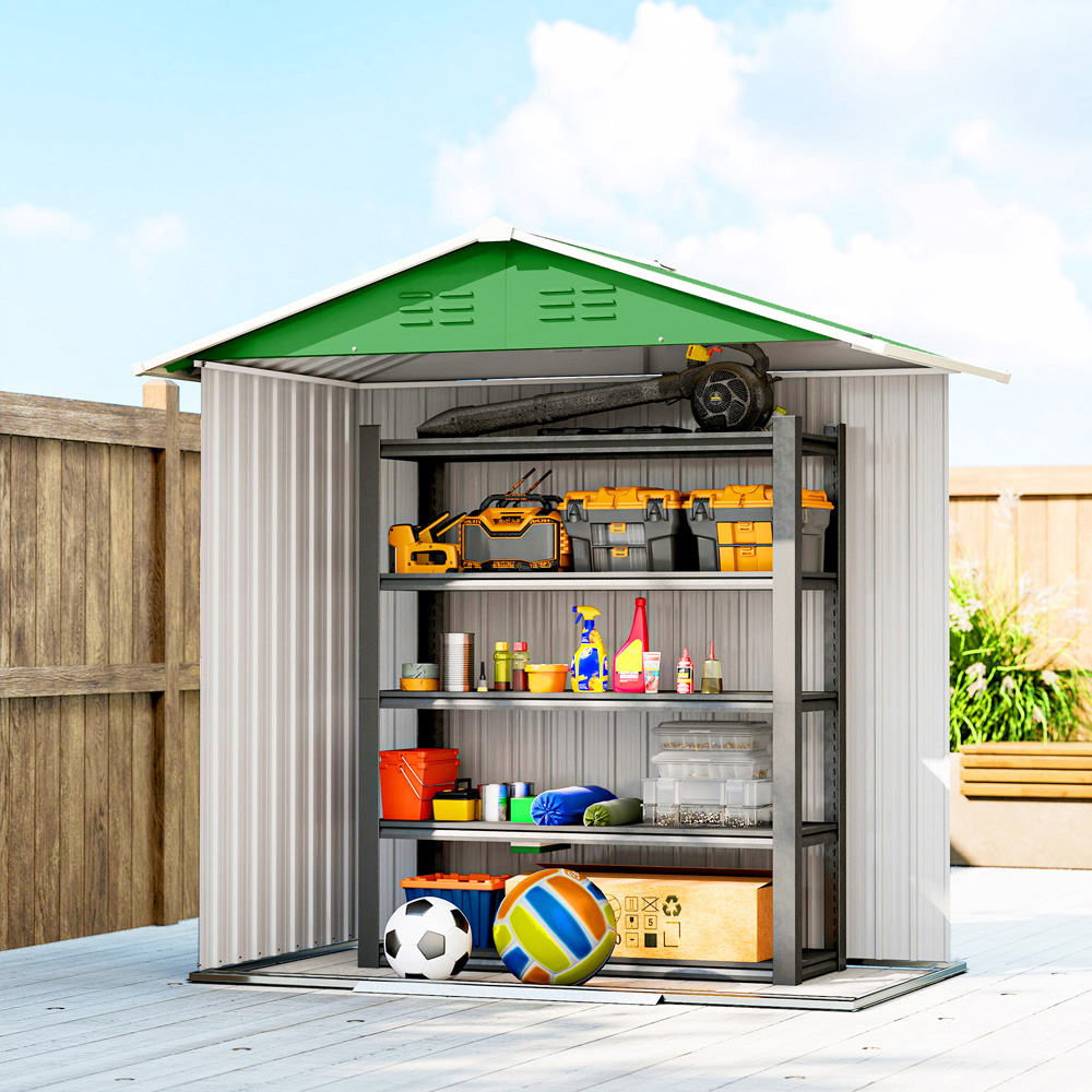 Outsunny 6 x 3.2ft Green Galvanised Steel Garden Storage Shed Image 4