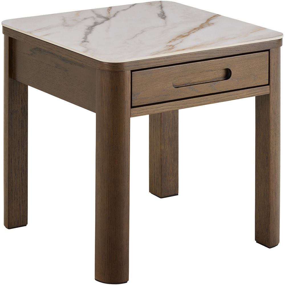 Florence Southampton Single Drawer Cream Ceramic Square Side Table Image 2