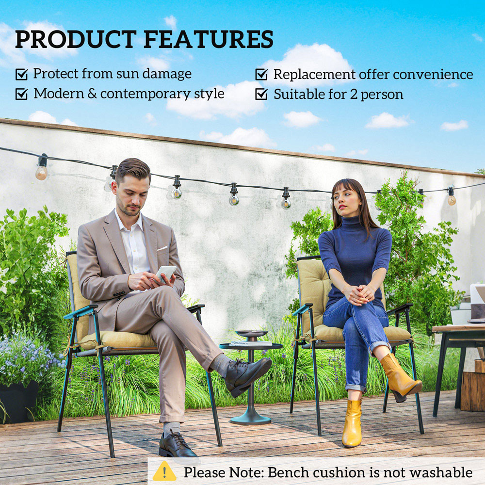 Outsunny Khaki Garden Chair Cushions 49 x 50cm 2 Pack Image 6